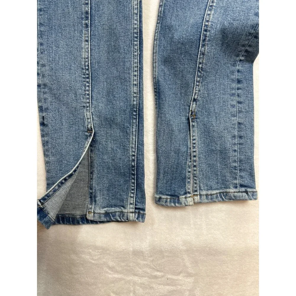 Zara Jeans Womens 6 Blue Denim Straight Skinny Split Ankle High Rise - Picture 4 of 10